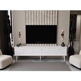 Melura Home Lunaris Tv Ünitesi - Tv Sehpası 200 Cm %100 Mdf Lake Ahşap Ayaklı Beyaz
