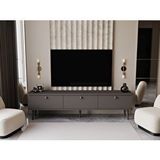 Melura Home Lunaris Tv Ünitesi - Tv Sehpası 200 Cm %100 Mdf Lake Ahşap Ayaklı Gri