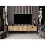 Melura Home Lunaris Tv Ünitesi - Tv Sehpası 200 Cm %100 Mdf Lake Ahşap Ayaklı Meşe