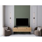 Melura Tv Ünitesi - Tv Sehpası 140 cm %100 Mdf Lake Ahşap Ayaklı - Safir Meşe