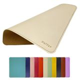 MelVan PU Deri Fare Altlığı, Dikişli Kenarlı Ahşap Fare Altlığı, Bilgisayarlar, Dizüstü Bilgisayarlar, Ofis ve Ev için Su Geçirmez Oyun Mouse Pad Mat, 25,9 cm x 21,0 cm, 1 Paket (Bej)