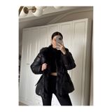 Melvien Siyah Kürk Şişme Mont (Oversize Kalıp)