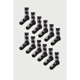 Mem Socks 12'li Ekose Desenli Erkek Çorabı - 39 - 42 - Siyah