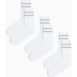 Mem Socks 3'lü Havlu Taban (Tabanı Kalın) Dikişsiz Boğazı Lastik Örgülü Triko Tenis Çorabı - Beyaz - Gri - 36 - 39