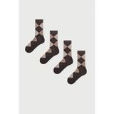 Mem Socks 4'lü Ekose Desenli Erkek Çorabı - 43 - 46 - Kahverengi