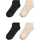 Mem Socks 4'lü Organik Pamuklu Pilates Yoga ve Dans Çorabı - Siyah - Krem - 36 - 41