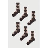 Mem Socks 6'lı Ekose Desenli Erkek Çorabı - 43 - 46 - Kahverengi