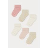 Mem Socks 6'lı Organik Pamuklu Kaydırmaz Bebek-Çocuk Çorabı - Pembe - Bej - Krem - 5 - 7 Yaş