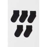 Mem Socks 6'lı Organik Pamuklu Kaydırmaz Bebek-Çocuk Çorabı - Siyah - 5 - 7 Yaş