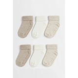 Mem Socks 6'lı Organik Pamuklu Kaydırmaz Bebek-Çocuk Çorabı - Toprak - Krem - Bej - 6 - 12 Ay