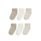 MEM SOCKS 6'lı Organik Pamuklu Kaydırmaz Çocuk-Bebek Çorabı (toprak-krem-bej, 6-18 ay)