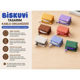 Memania Co Bisküvi Tasarım Şirin Kablo Organizeri Masaüstü Kablo Düzenleyici ve Tutucu Stand - Krem