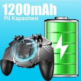 Memo AK77 1200 mAh Fanlı Dört Tetik Mobil Oyun Aparatı - PUBG Uyumluluğu ile Ergonomik Tasarım - 01-Siyah