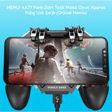 Memo AK77 Fanlı Dört Tetık Mobıl Oyun Aparatı - Pubg USB Şarjlı - 01-Siyah