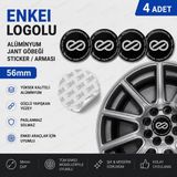 Memo Digital Enkei Logolu Alüminyum Jant Göbeği Arması Sticker 56MM - 4 Adet
