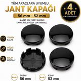 Memo Digital Jant Göbek Kapağı Dış Çap 56 mm - Iç Çap 52 mm 4 Adet Telli Modellerle Uyumlu