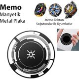 Memo Manyetik Metal Halka - Memo Telefon Soğutucu Uyumlu CX07-CX08 ve Manyetik Tüm Modeller - Siyah
