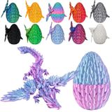 Memogizz 12" Fly Dragon Yumurta, Ejderha Yılı, 3D Baskılı Ejderha, Yönetici Masa Oyuncakları, Eklemli Ejderha, Fidget Oyuncakları Yetişkinler için Hediyeler (Pembe&Mavi)