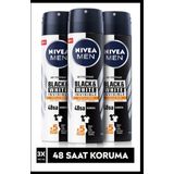 Men Black & Whıte Invısıble Güçlü Etki Erkek Sprey Deodorant 150 ml X3