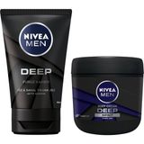 Men Deep Dimension Yüz ve Sakal Temizleme Jeli, 100 Ml, Aktif Karbon Içeriği ile Cildi Arındırır ve Nıvea Men Erkek El ve Vücut Bakım Kremi Deep Impac - Standart