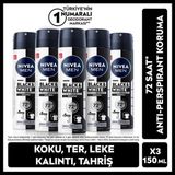 MEN Erkeak Sprey Deodorant Black & White Invisible Original 150ml, 72 Saat Anti-Perspirant, X5 Adet - 150 ml