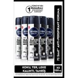 Men Erkeak Sprey Deodorant Black & White Invisible Original 150ml, 72 Saat Anti-perspirant, X5 Adet