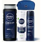 Men Erkek Bakım Damat Çeyiz Seti, Hassas Tıraş Köpüğü, Duş Jeli ve Sprey Deodorant, Çanta