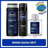 MEN Erkek Deep Dimension Duş Jeli 500ml, Tıraş Jeli 200ml ve Tıraş Sonrası Losyon 100ml, Lif Hediye