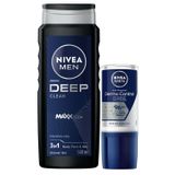 MEN Erkek Deep Dimension Duş Jeli 500ml ve Roll-on Deodorant Derma Control Clinical 50ml,Ter Koruma