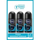 MEN Erkek Roll-on Deodorant Deep Beat 50ml, 72 Saat Koruma, X3 Adet