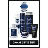 MEN Erkek Seti, Deodorant 150ml, Tıraş Jeli, Losyon, Yüz Temizleme Jeli, Krem,Duş Jeli,Çanta Hediye