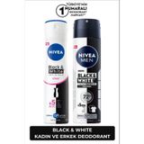 MEN Erkek Sprey Deodorant Black& White Invisible Original 150ml ve Kadın Sprey Deodorant 150ml