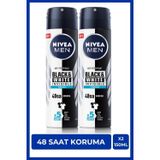 Men Erkek Sprey Deodorant Black&white Invisible Fresh 150ml, 48 Saat Anti-perspirant Koruma, X2 Adet