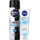 Men Erkek Sprey Deodorant Black&white Invisible Fresh 150ml Ve Soft Nemlendirici Bakım Kremi 75ml