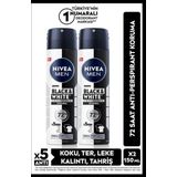 MEN Erkek Sprey Deodorant Black&White Invisible Original 150ml, 72 Saat Anti-perspirant, X2 Adet