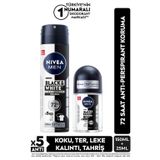 MEN Erkek Sprey Deodorant Black&White Invisible Original 150ml ve Mini Roll-on 25ml, 72 Saat Koruma