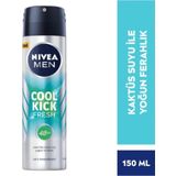 MEN Erkek Sprey Deodorant Cool Kick Fresh 150ml, 48Saat Anti-perspirant, Kaktüs Suyu, Yoğun Ferahlık