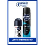 MEN Erkek Sprey Deodorant Deep Aktif Karbon 150ml ve Black&White Original Mini Roll-on 25ml