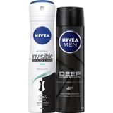 Men Erkek Sprey Deodorant Deep Dimension 150ml Ve Kadın Sprey Deodorant Black&white Fresh 150ml