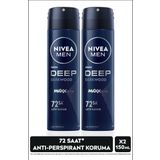 MEN Erkek Sprey Deodorant Deep Dimension Aktif Karbon 150ml, 72 Saat Anti-perspirant Koruma, X2 Adet