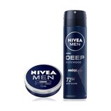 Men Erkek Sprey Deodorant Deep Dimension Darkwood 150ML, 72 Saat Anti-Perspirant Koruma, Maskülen Koku + Men Erkek Bakım Kremi 75 ml - Option-1