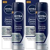 Men Erkek Sprey Deodorant Derma Control Clinical 150 Ml, 96 Saat Antiperspirant Koruma,ekstra Kuruluk,alkolsüz (2 Paketi) - Option-1