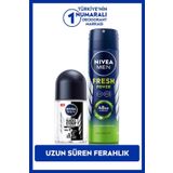 MEN Erkek Sprey Deodorant Fresh Power 150ml ve Mini Roll-on Black&White Original 25ml, Ter Karşıtı