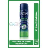 Men Erkek Sprey Deodorant Fresh Sensation 150ml, 72 Saat Anti-perspirant Koruma, Uzun Süreli Koruma
