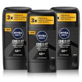 MEN Erkek Stick Deodorant Deep Dark Wood 50ml, 48 Saat Koruma, X3 Adet