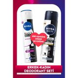 MEN Erkek ve Kadın Black&White Sprey Deodorant Seti, 72 Saat Terleme Karşıtı, Alkolsüz,Leke Karşıtı