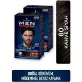 Men Perfect 80 - Kahve Siyah Amonyaklı Krem Saç Boyası 2 Adet Beyaz Kapatma Etkisi
