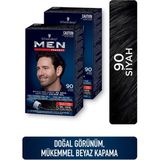 Men Perfect Schwarzkopf 2 Adet Siyah Krem Saç Boyası 90 - Doğal Görünüm ve Beyaz Kapatma Etkisi - Men Perfect Schwarzkopf Saç Boyası 90 - Siyah X 2 Adet