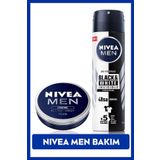 MEN Sprey Deodorant Black&White Invesible Original 150ml ve Nemlendirici Erkek Bakım Kremi 75ml
