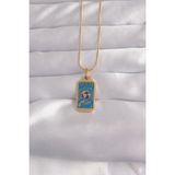 Mena Rise 316L Çelik Gold Renk Mavi Mineli El Figür Tarot Kolye - Lisinya
